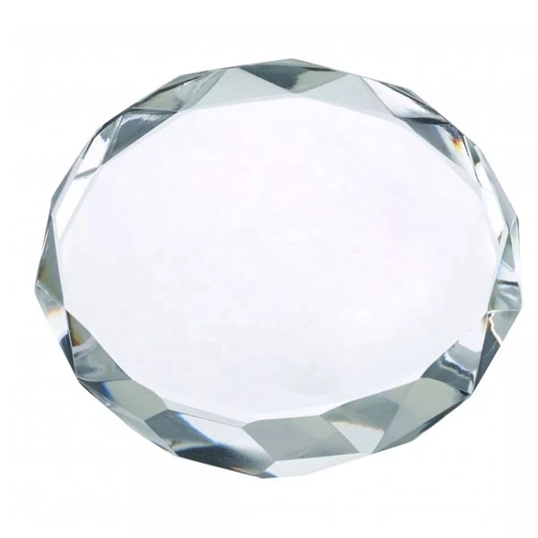 Faceted Optical Crystal Round Paperweight 6