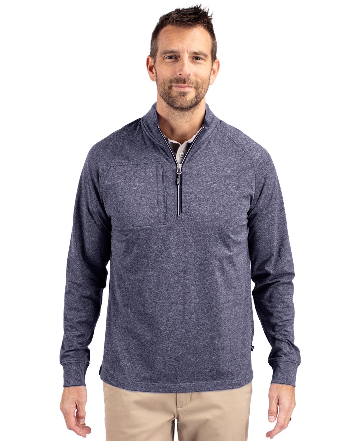 Cutter & Buck Adapt Recycled Soft Knit Stretch Mens Big & Tall Heathered Quarter Zip Pullover Big & Tall 57