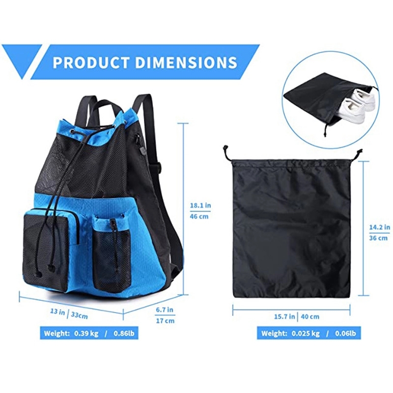 Large Mesh Drawstring Backpack With Shoe Bag 3