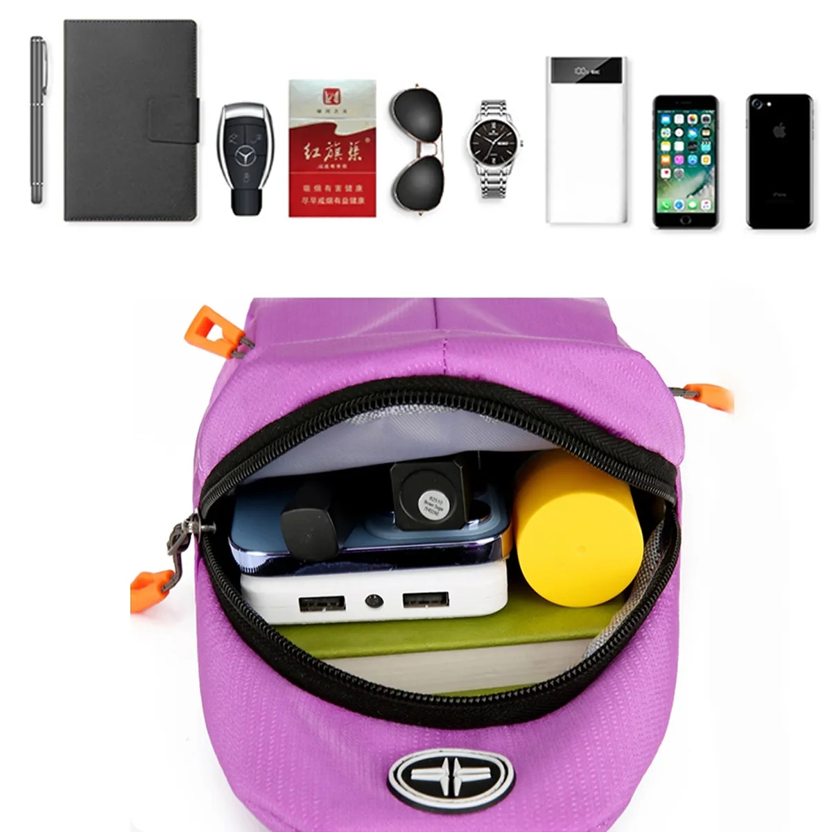 Travel Outdoor Crossbody Sling Bag W/ Headphone Jack 4