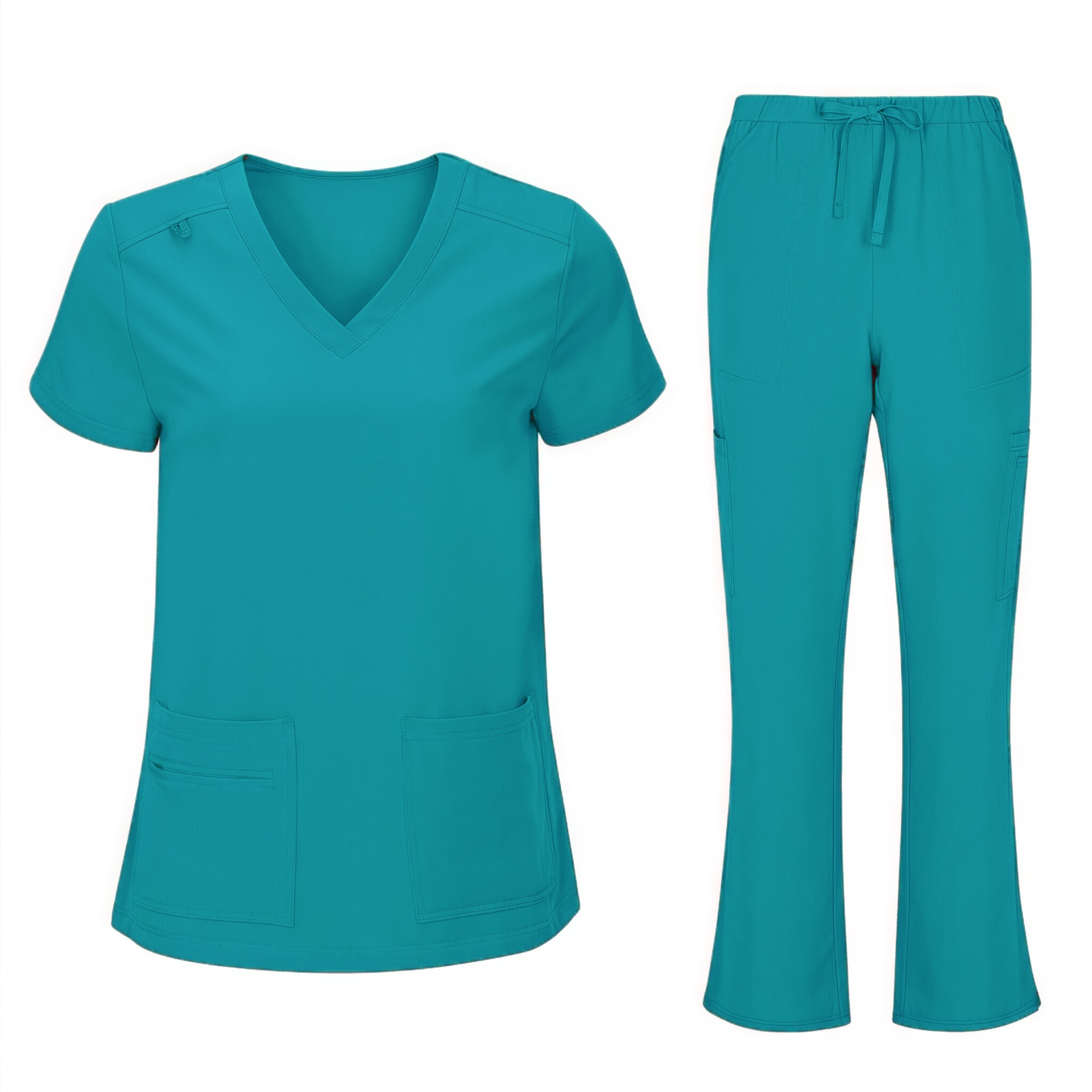 Women's Cool Stretch V-Neck Top and Cargo Pant Scrub Set 10