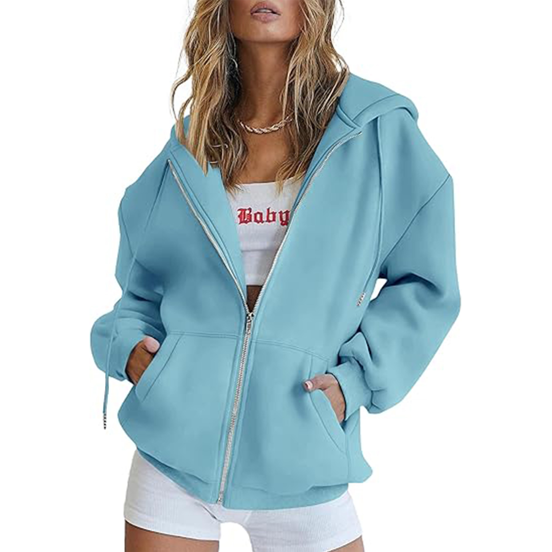 Casual Zip Up Long Sleeve Hoodie Jacket 20