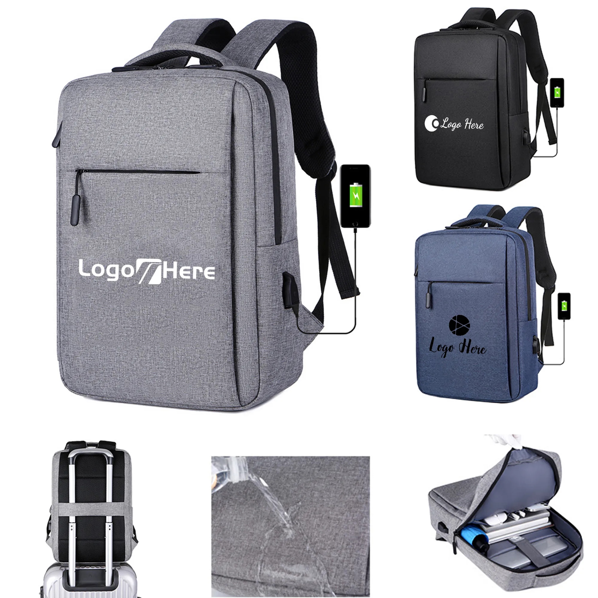 Business Laptop Backpack With USB Charging Port