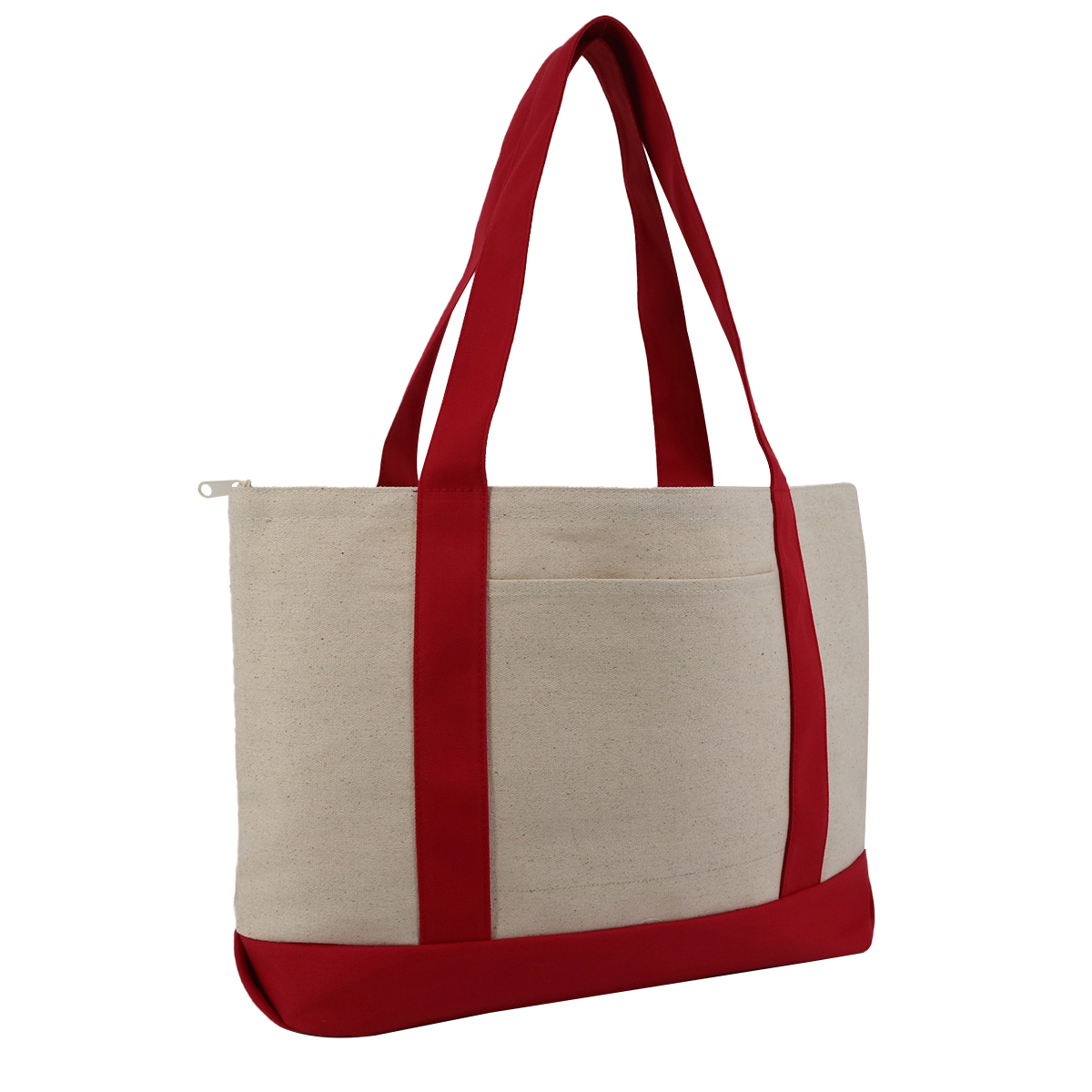 Large Zippered Cotton Canvas Tote 1