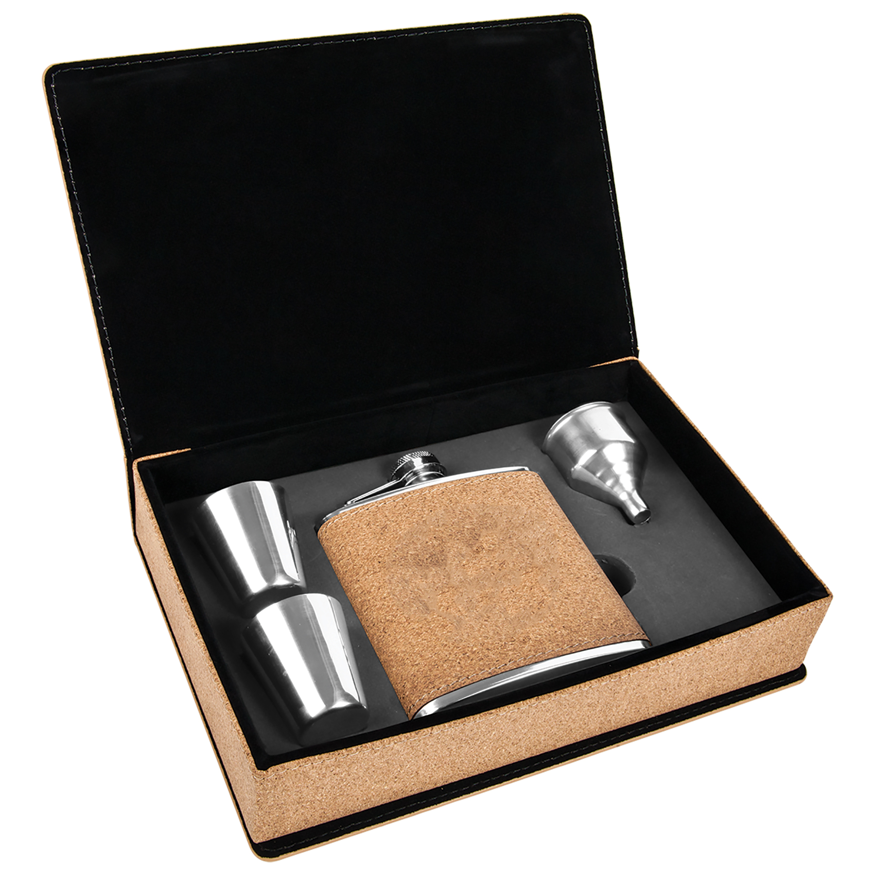 Stainless Steel Agglomerated Cork Flask Gift Set 4