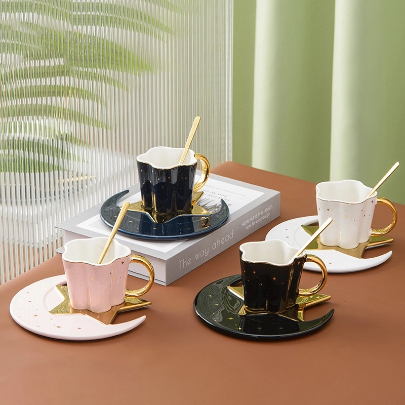 Custom 4 oz Ceramic Coffee Mug Saucer Set 5