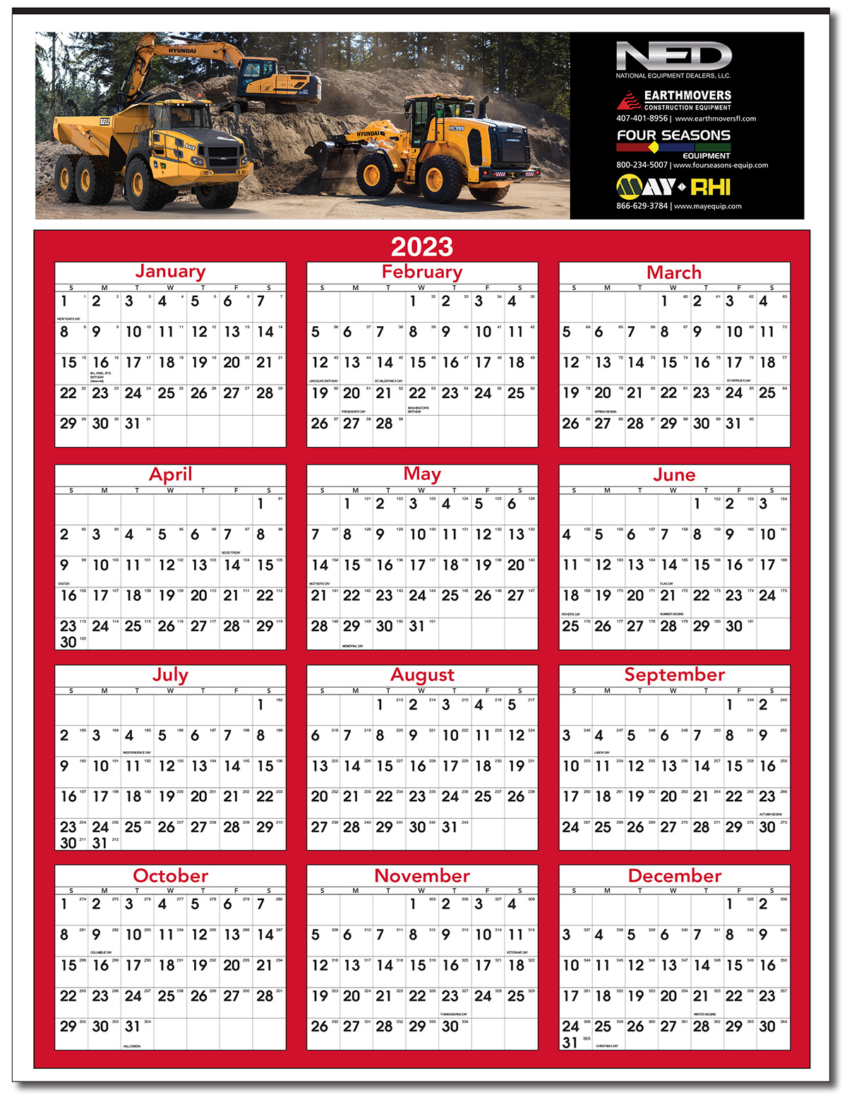 Full Color Year View Calendar