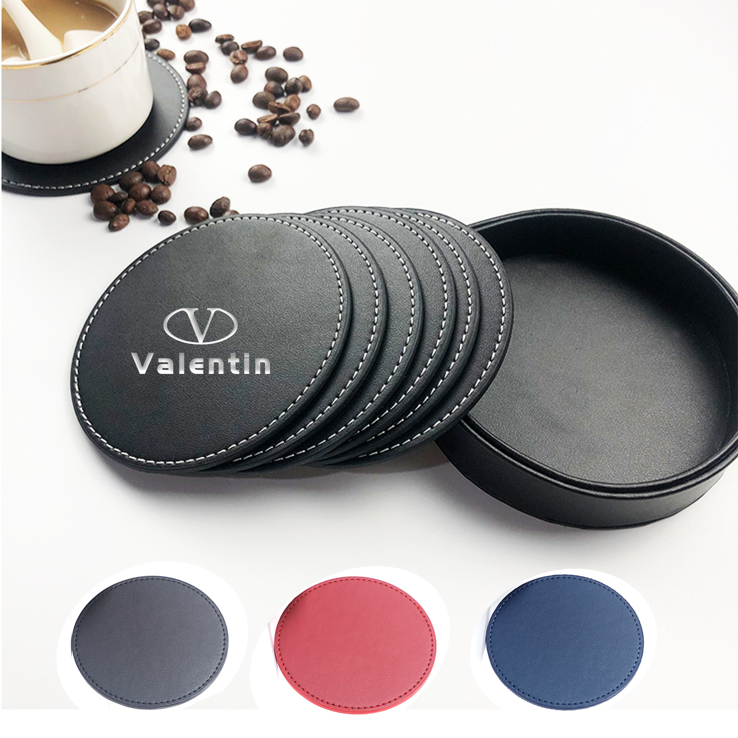 Leather Round Coaster 1