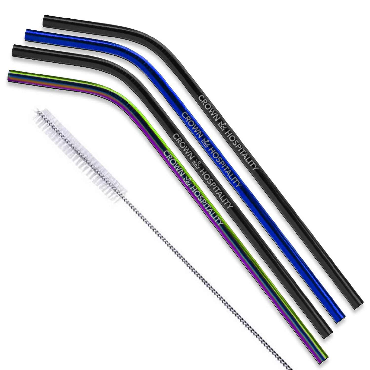 Bent Stainless Steel Straws&#58; Set of 4 in Black&#44; Blue&#44; and/or Rainbow-Mixie