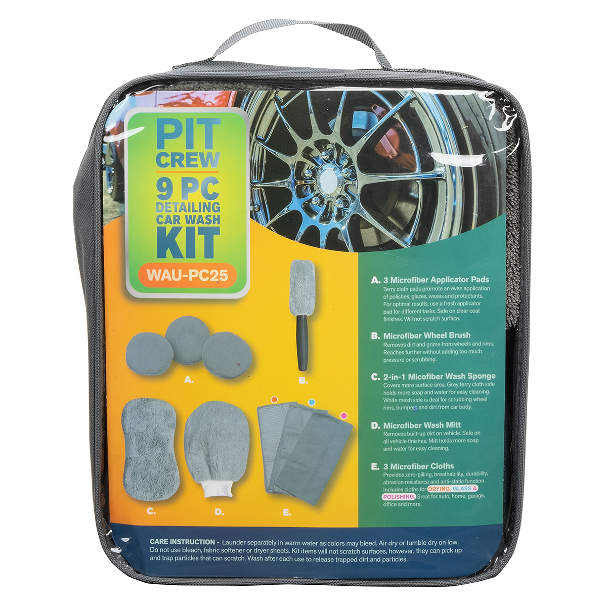 Pit Crew 9-Piece Car Wash Detailing Kit 9