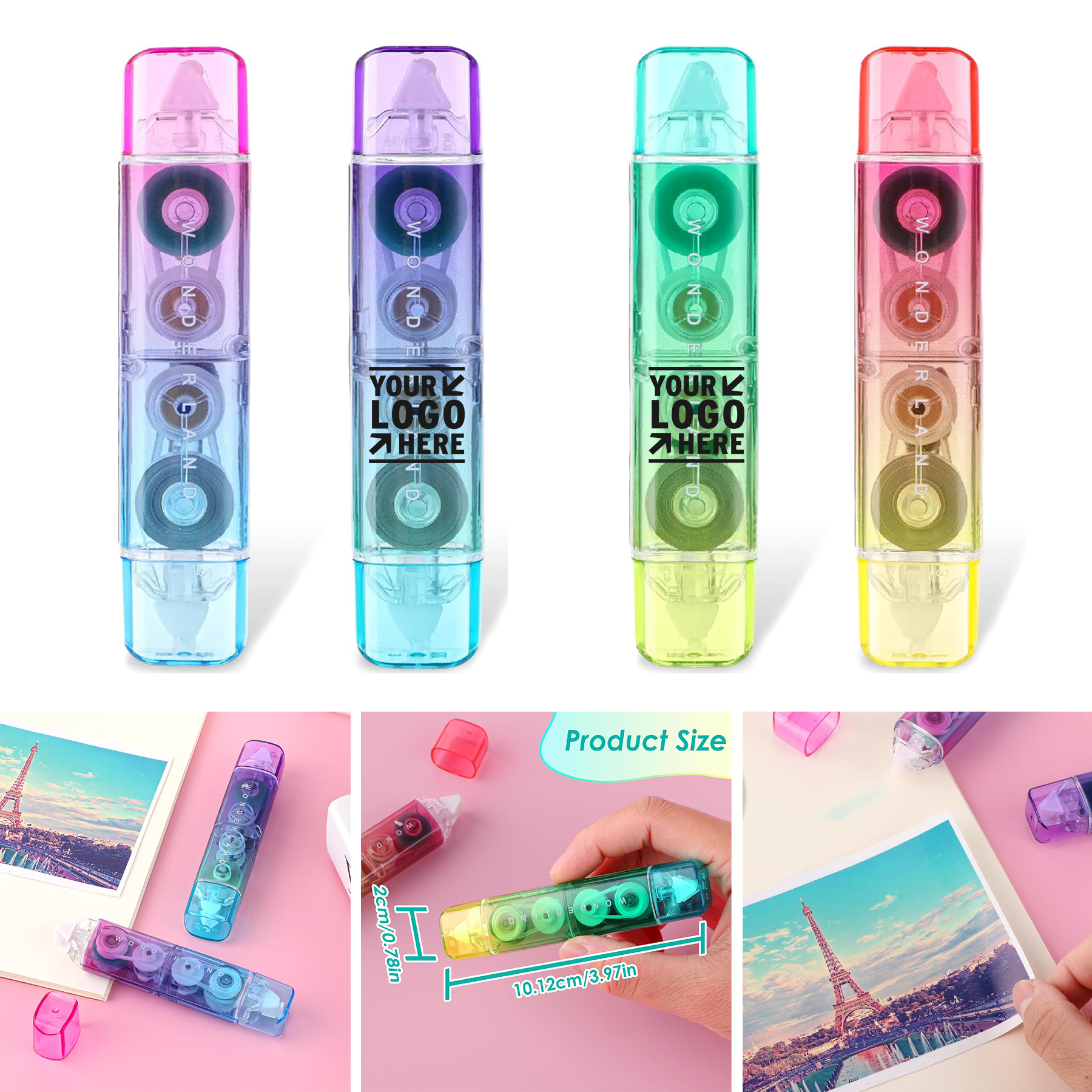 Cute Quick Dry Pen Shaped White Out Correction Double Sided Tape Roller 2