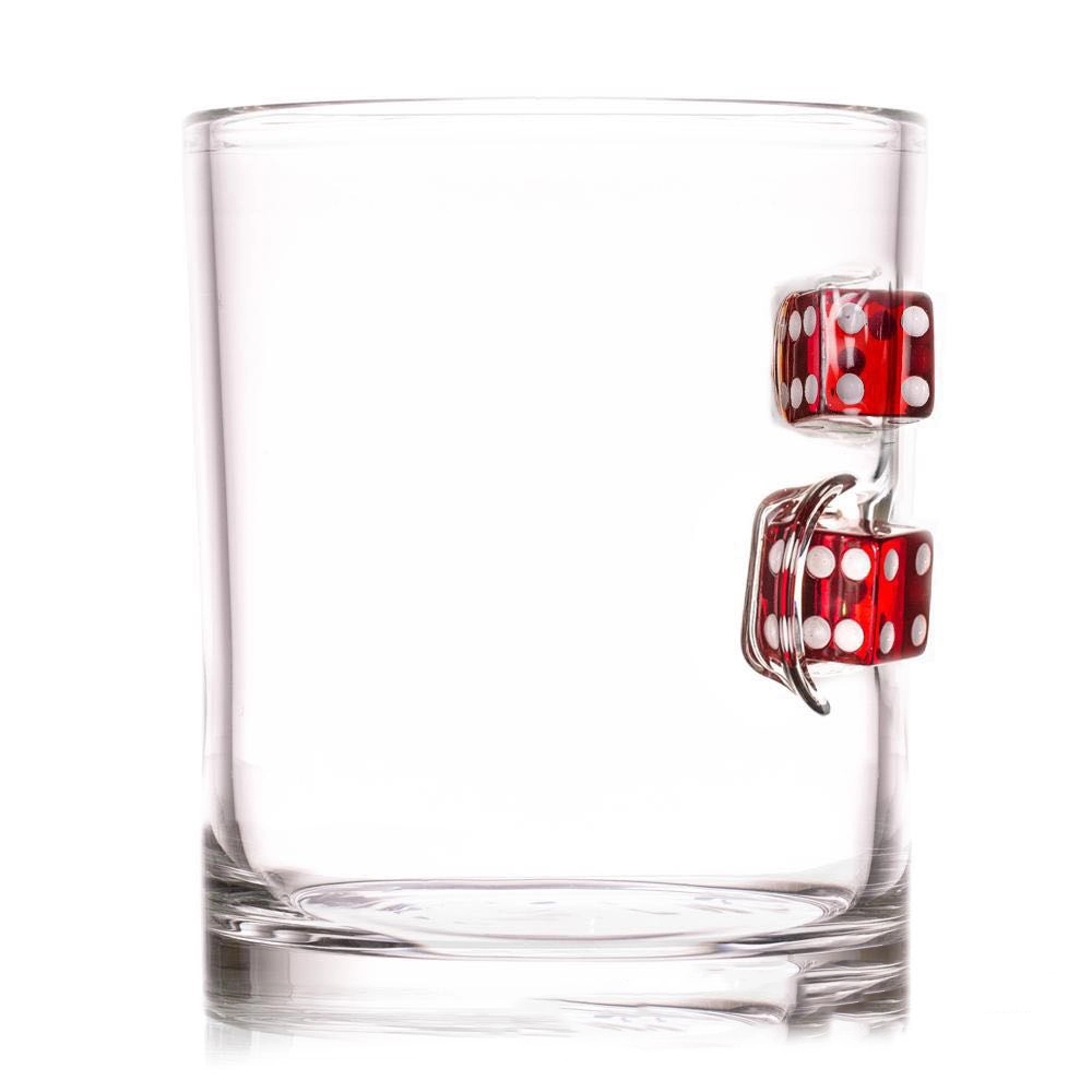Embedded Dice 10oz Borosilicate Rock Glass 3