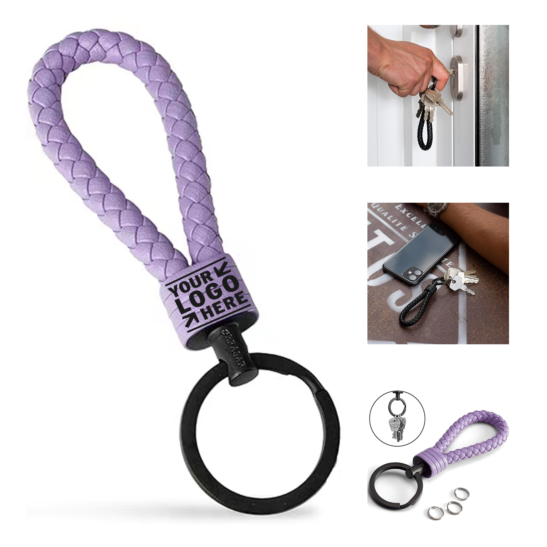 Stainless Steel Additional Small Key Ring Leather Keychain 2