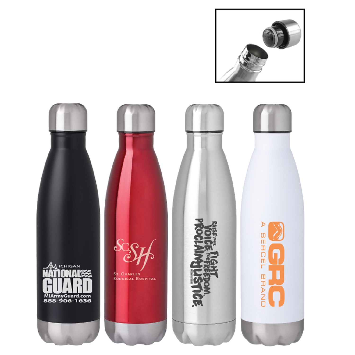 Double Wall Stainless Steel Water Bottle, 17 oz., custom water bottle with logo imprint 5
