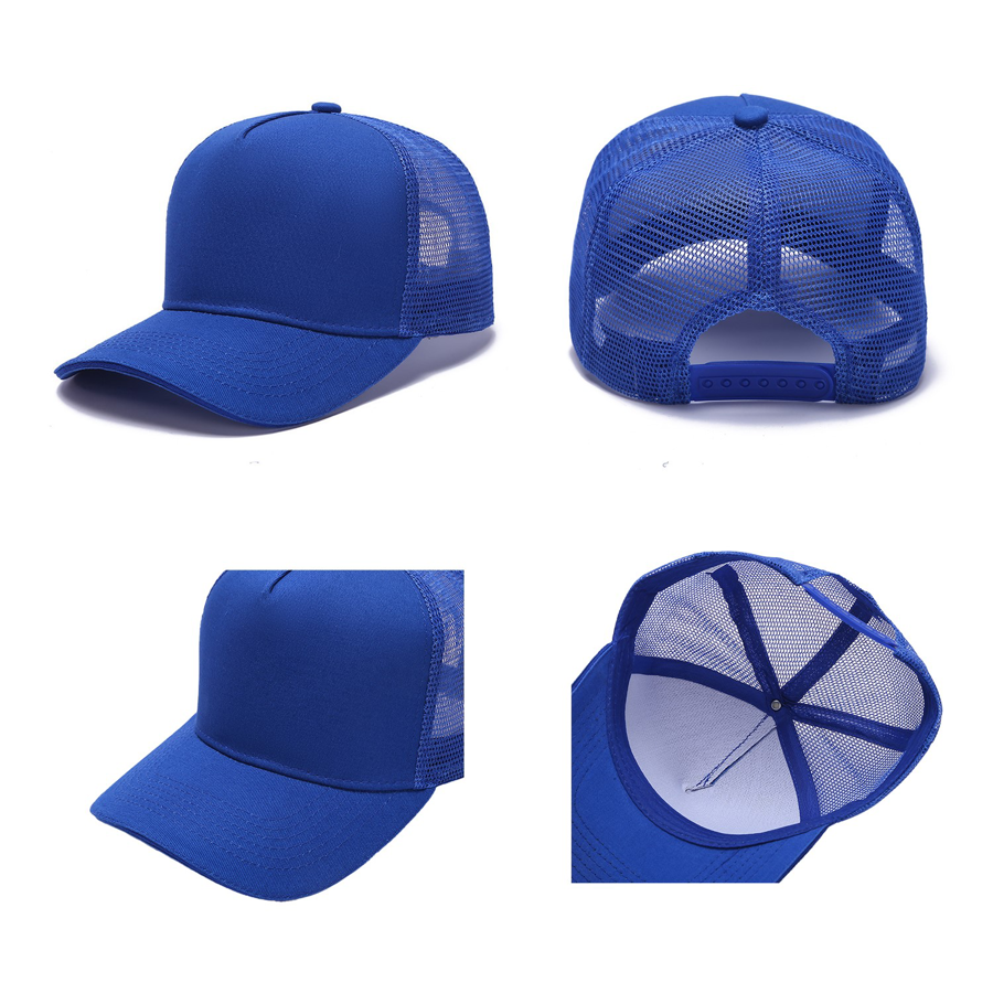 Stock Solid Color Cotton 5-Panel Trucker Cap 16