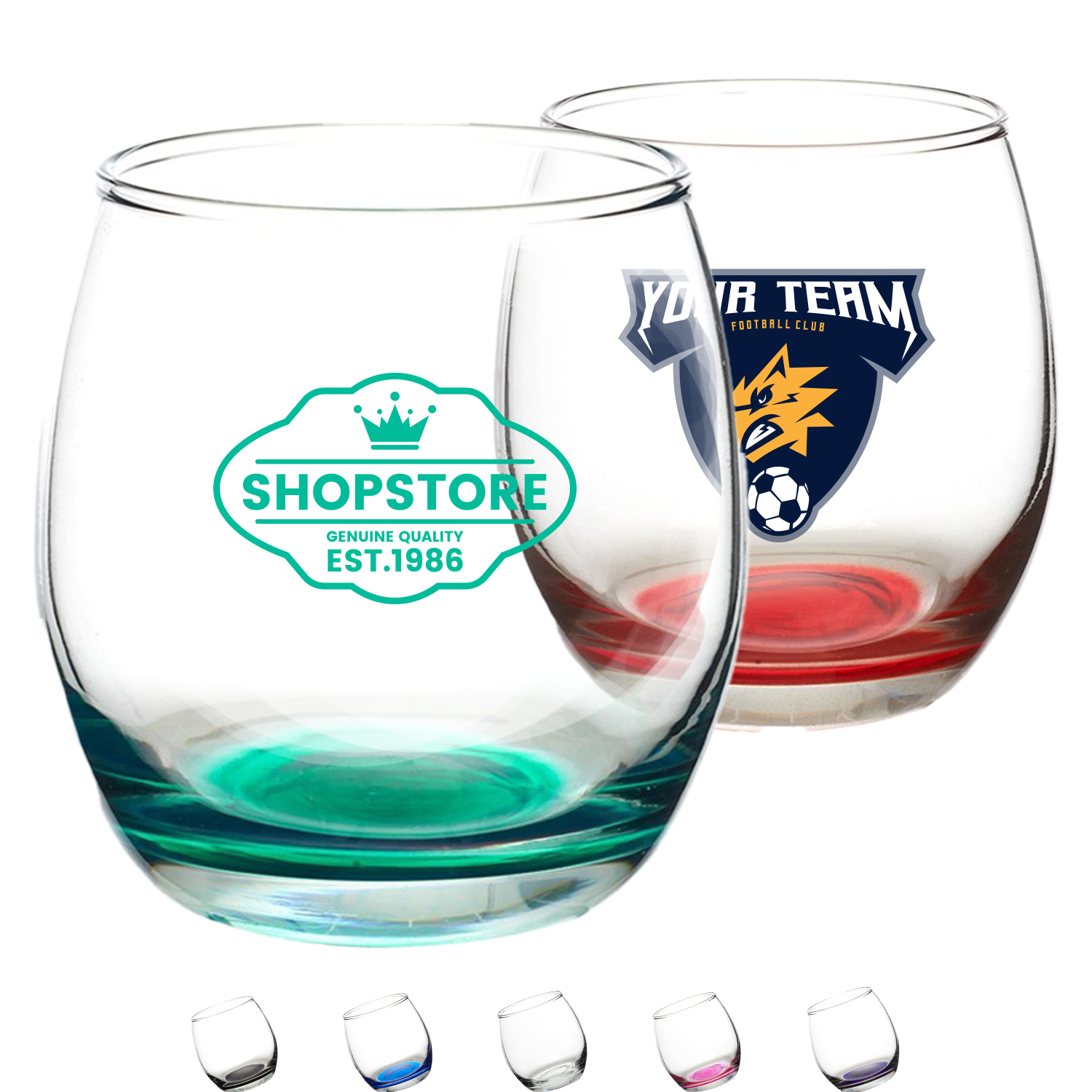 11.5 oz. Mikonos Cobalt Blue Stemless Glasses W/ Custom Logo 2