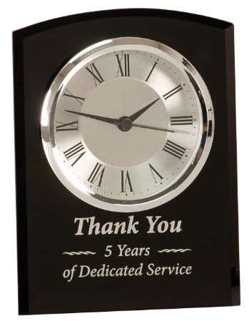 6" Black Glass Arch Clock, Self-Standing 2