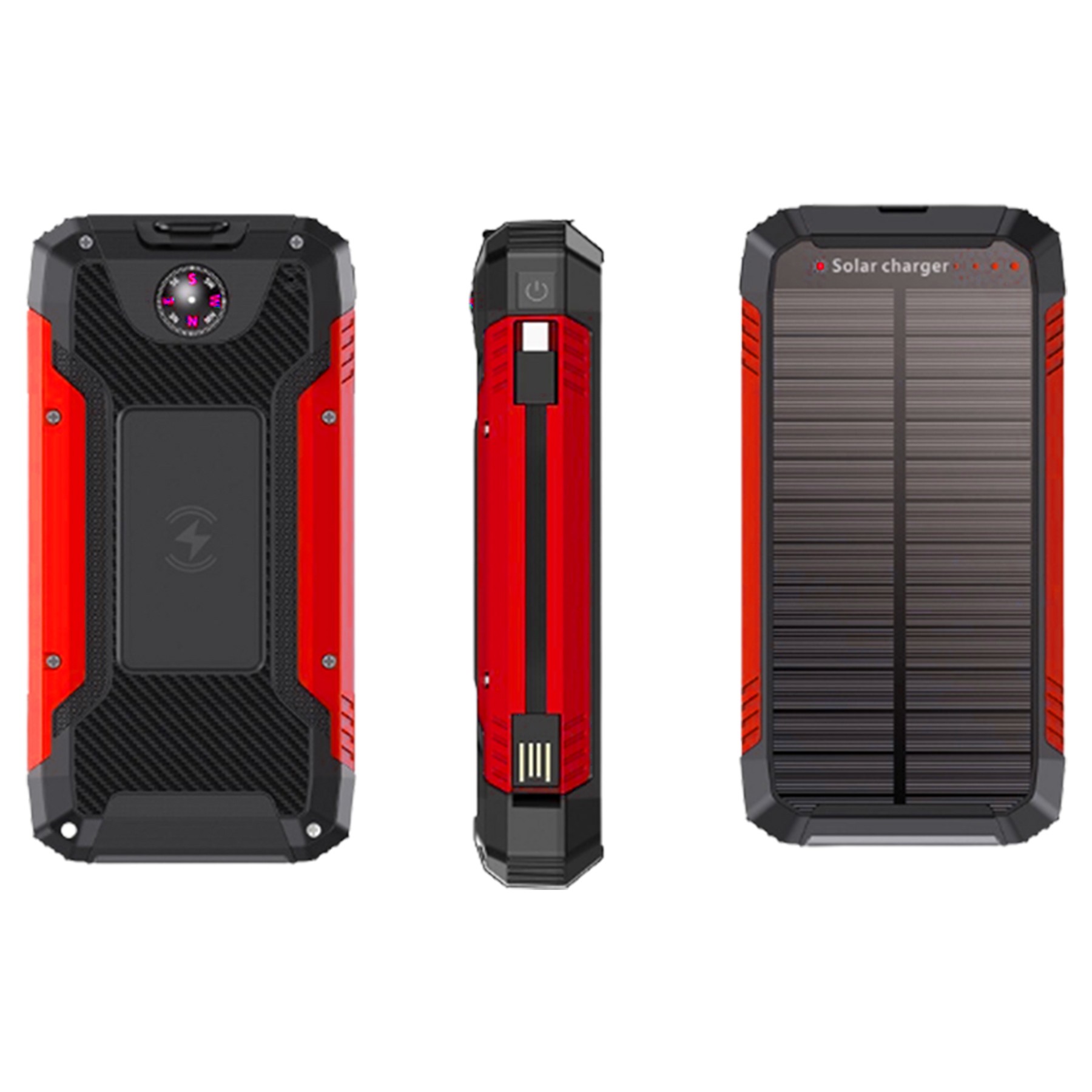 20000Mah Wireless Charging Solar Power Bank Flashlight 3