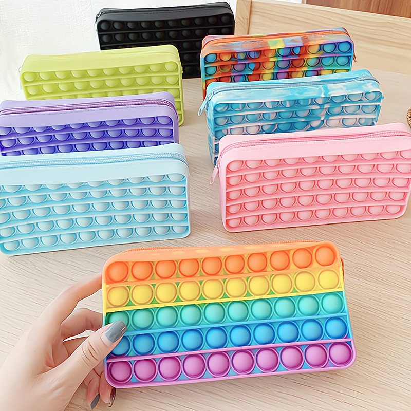 Rectangle Shape Rodent Pioneer Silicone Pencil Decompression Bubble Stationery Storage Bag / Hook 3