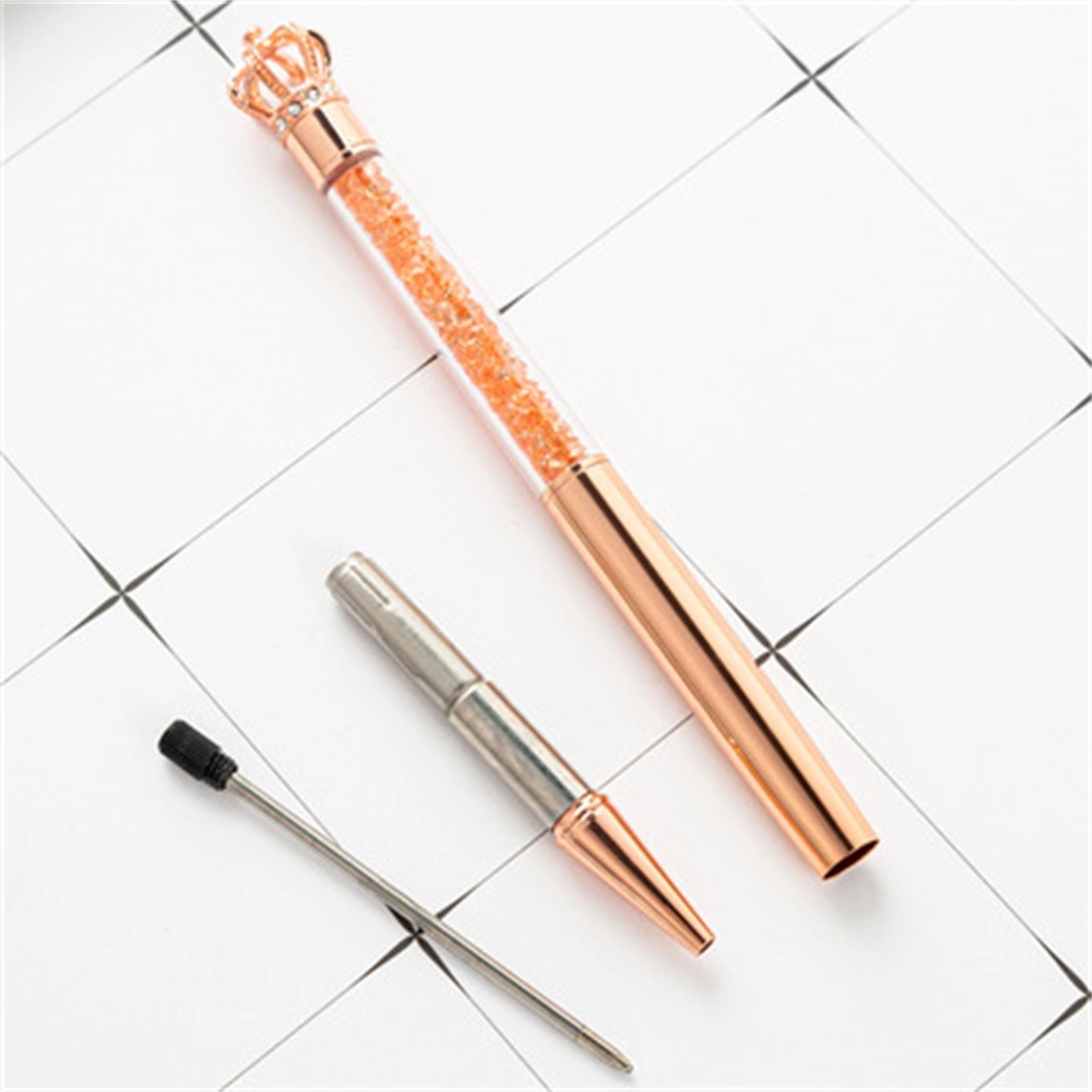 Crown Refills Diamond Crystal Stone Metal Ballpoint Pen 3
