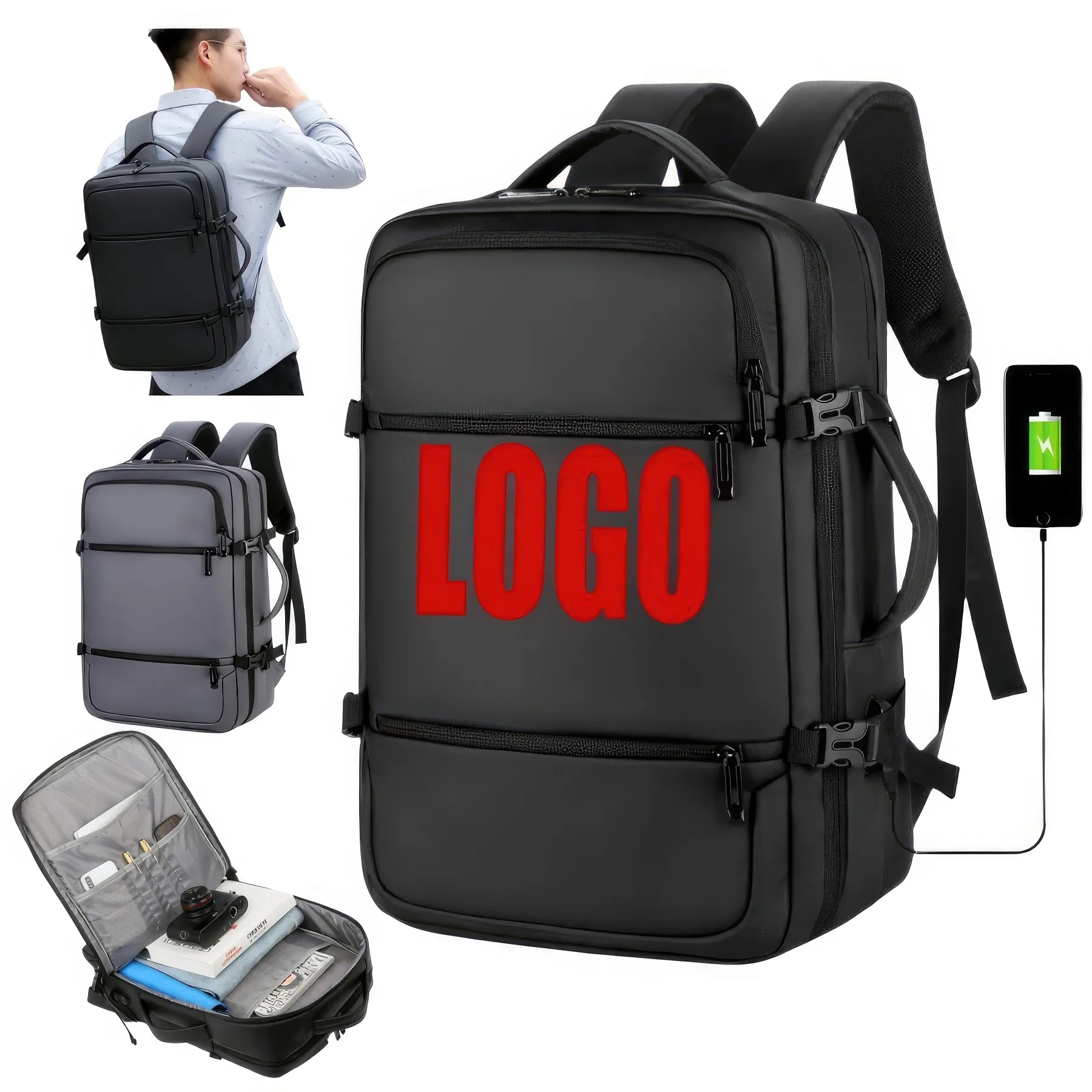School Business Travel Laptop Backpack with USB Port 3