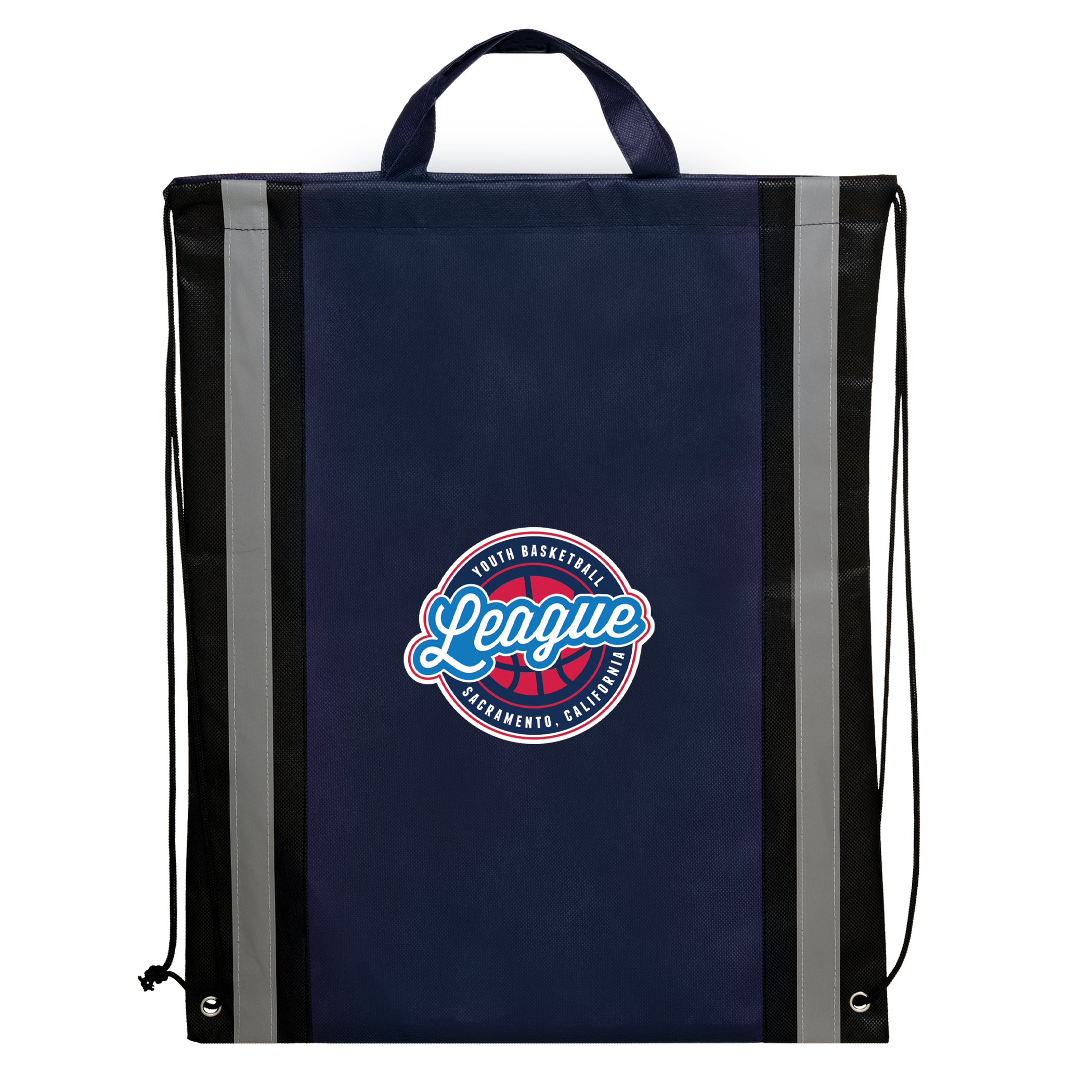 Non-Woven Backpack with reflective stripes down the sides 1