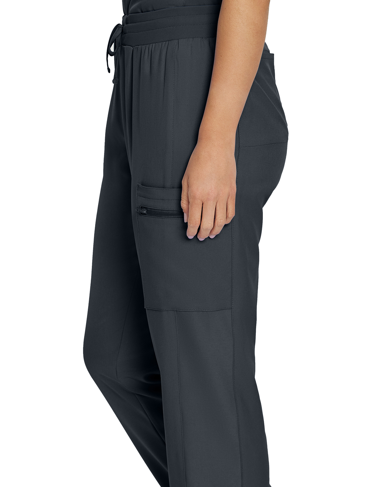 Landau - Forward - Women's Seven-Pocket Mid-Rise Rib-Knit Elastic Waist Cargo Pant 1