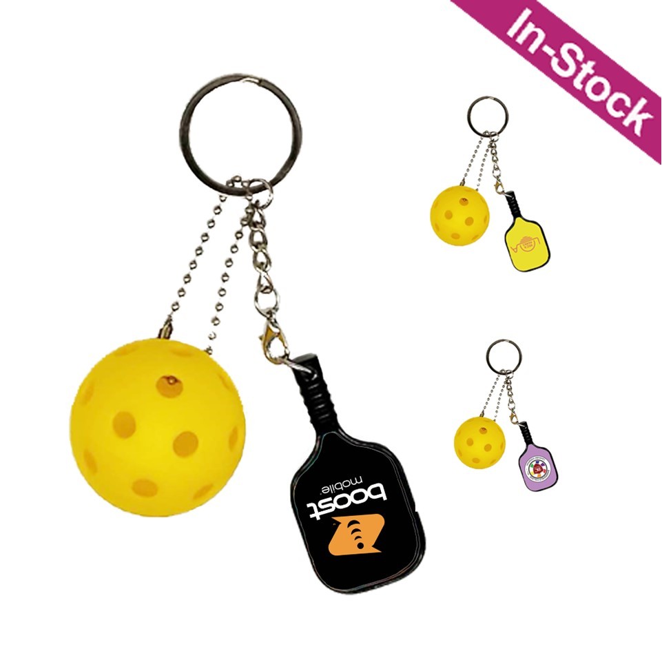 Pickleball Paddle & Ball Keychain Set 6