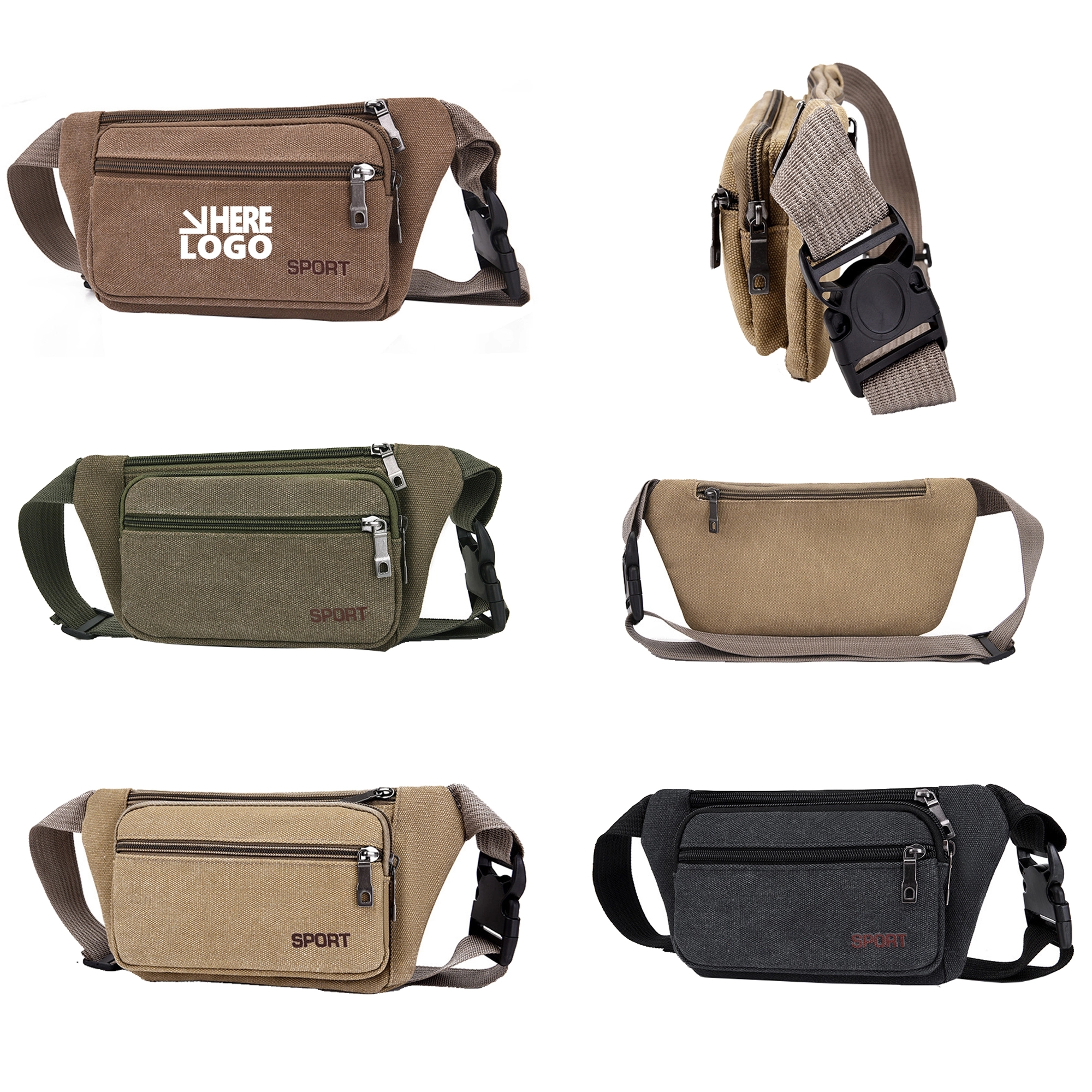 Sports Canvas Waist Bag MOQ 50PCS