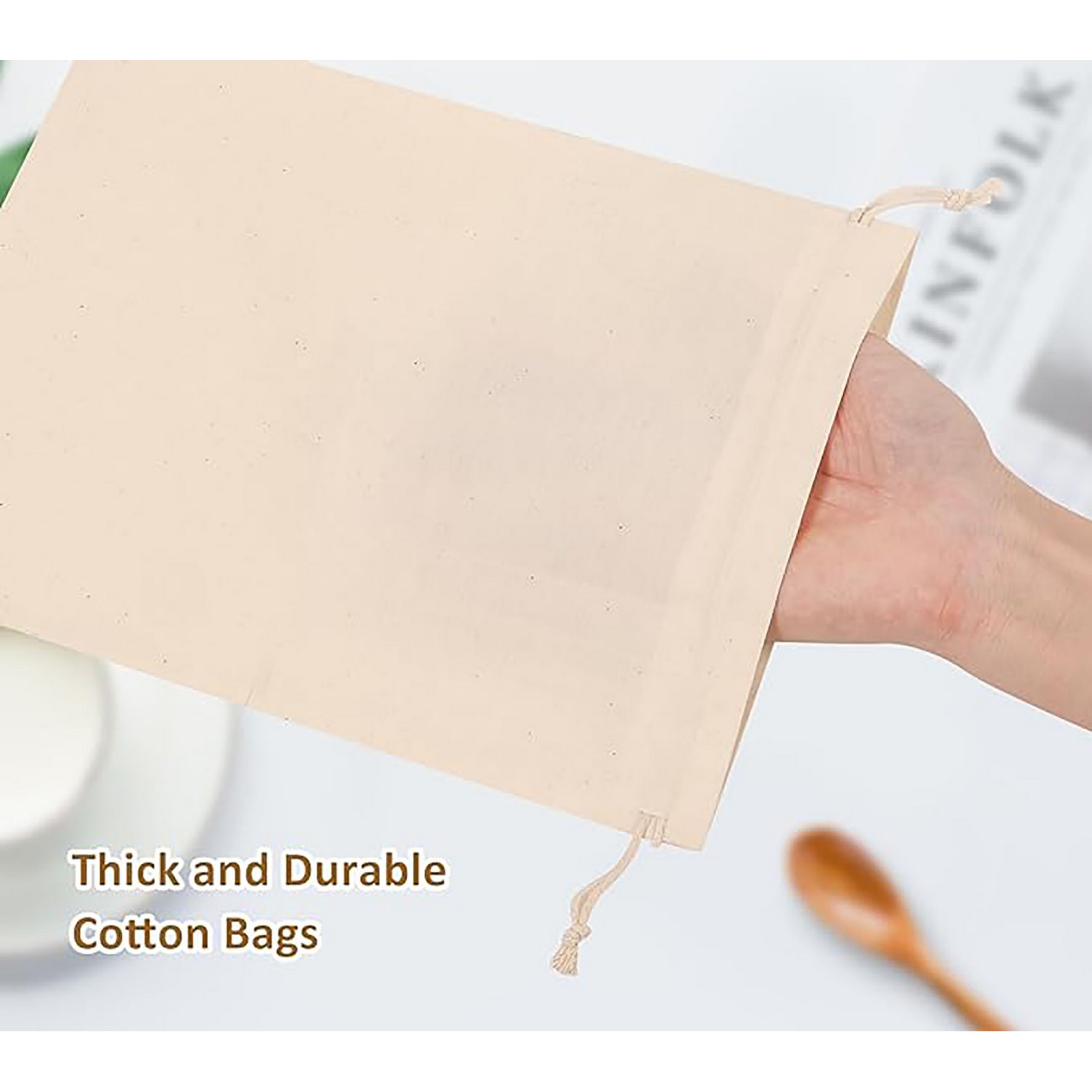 Cotton Reusable Produce Bags Biodegradable Linen Bag 7