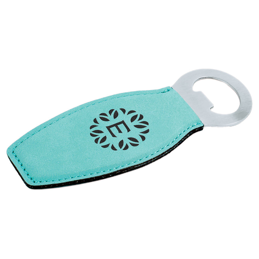 Teal Leatherette Bottle Opener with Magnet 2