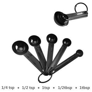 Versatile 5 In 1 Black Measuring Spoon Set With Clear Volume Markings 3