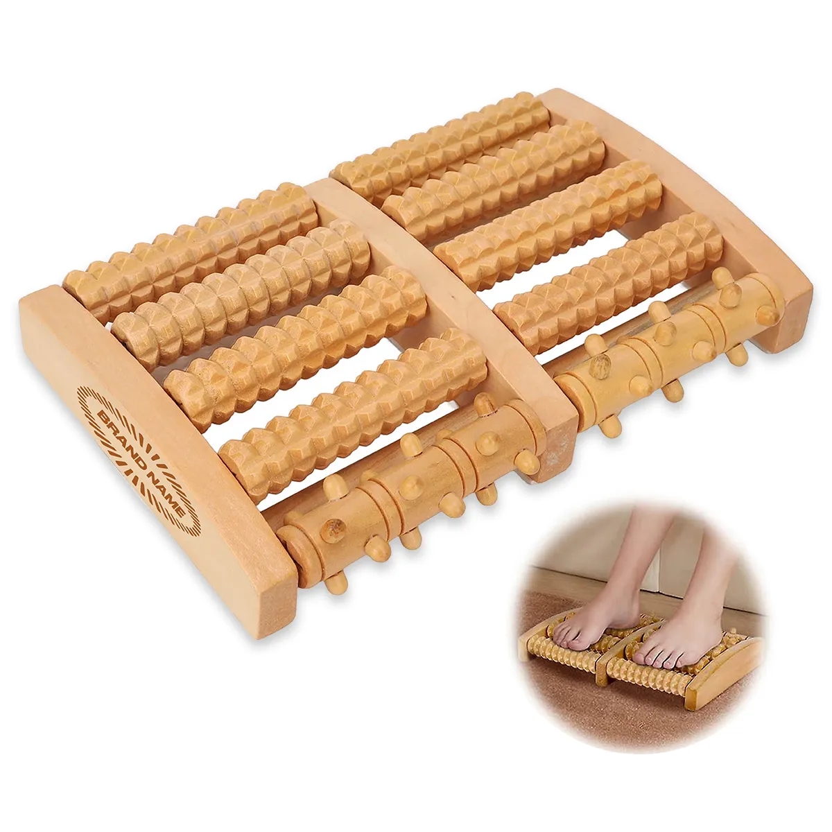 5 Roll Wooden Roller Relaxation Stress Relief Foot Massager 2