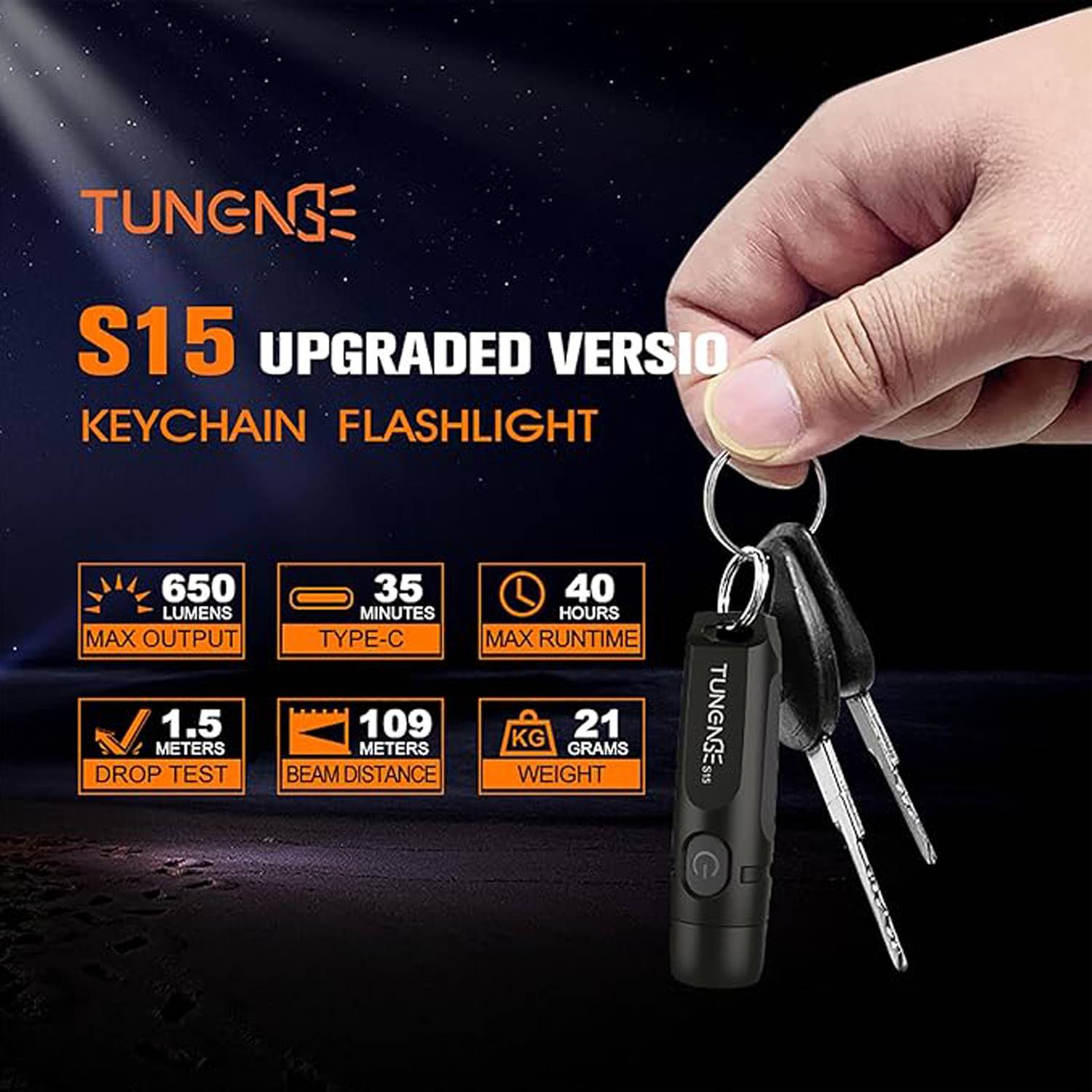 Mini Rechargeable Aluminum EDC Keychain Flashlight 3