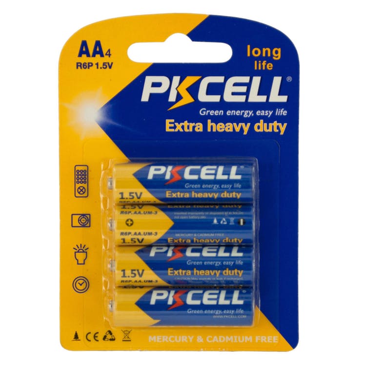 Heavy Duty AA Batteries - 4 Pack Mercury & Cadmium Free 2