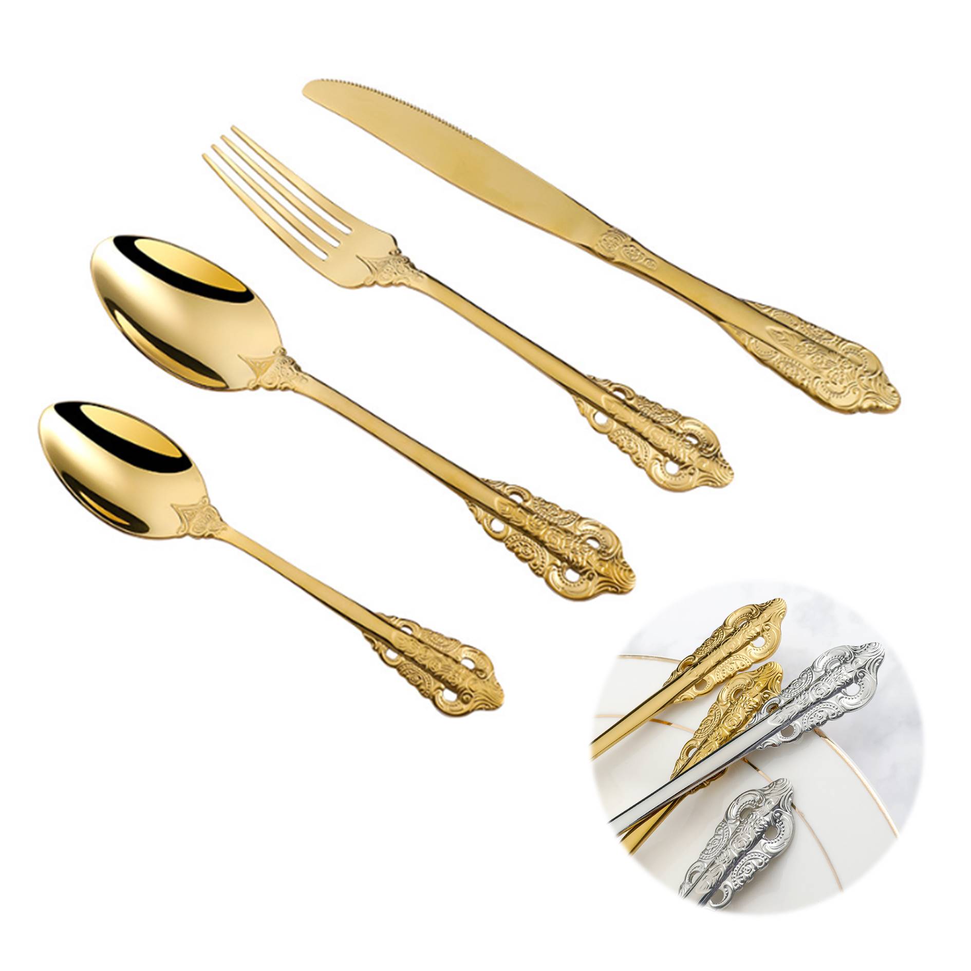 4 Pieces Spoon Knife Fork Cutlery Set 2