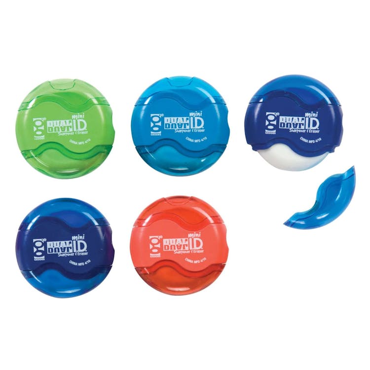 Mini Dual ID Pencil Sharpener and Erasers 24 Pack 2