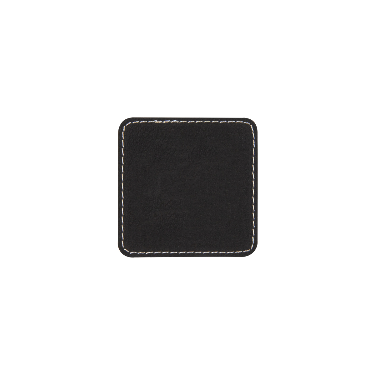 2" Black/Silver Leatherette Square Patch with Adhesive 2