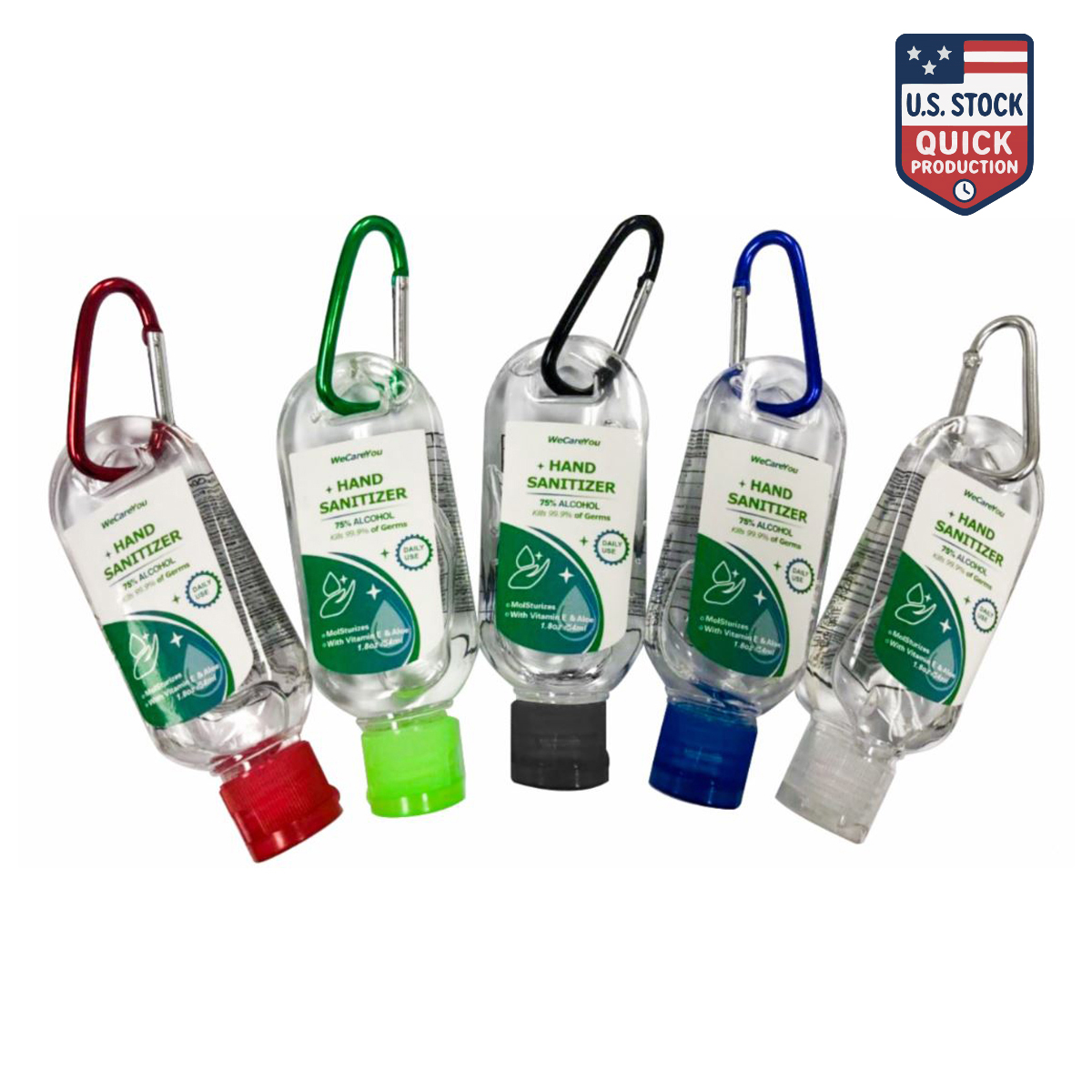 54ml (1.8oz) Antibacterial Hand Sanitizer Gel with Color-Matched Carabiner & Custom Label 7