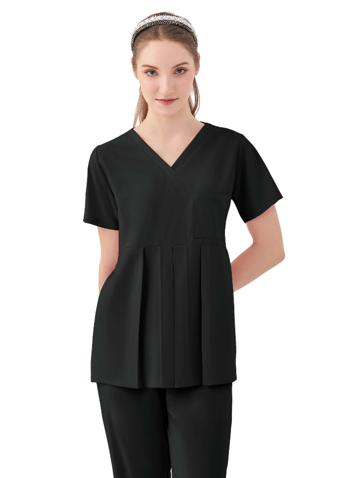 Parkley Quantum - Women's One-Pocket ASPEN Peplum Maternity V-Neck Top 5