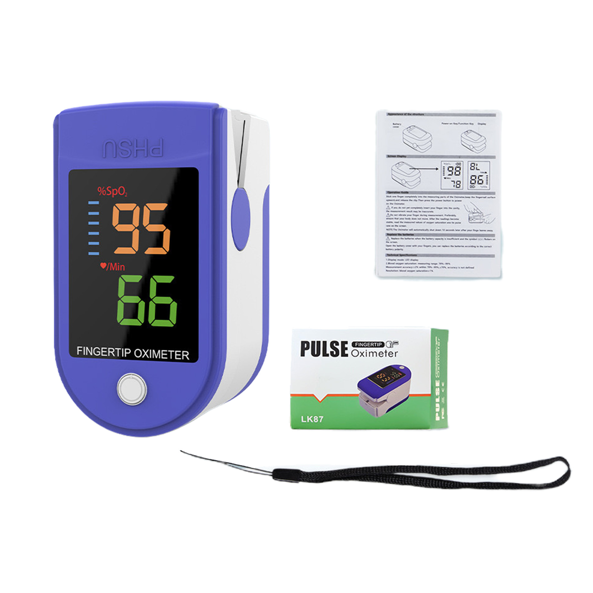 Finger-Clip Pulse Oximeter Blood Oxygen Saturation Monitor 2