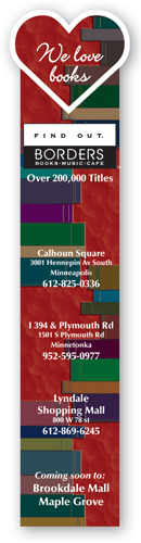 USA Made Thermal Laminated Heart Top Bookmark (1.75"x7.75")