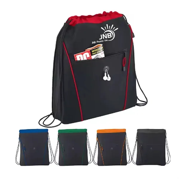 Drawstring Backpack with Earphone Hole