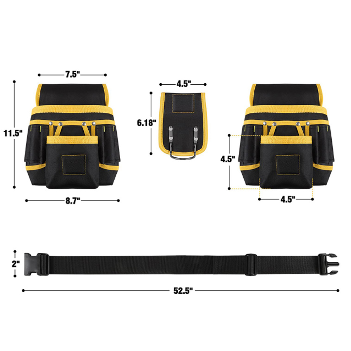 Durable Tool Belt W/ Adjustable Strap Multiple Pockets 2