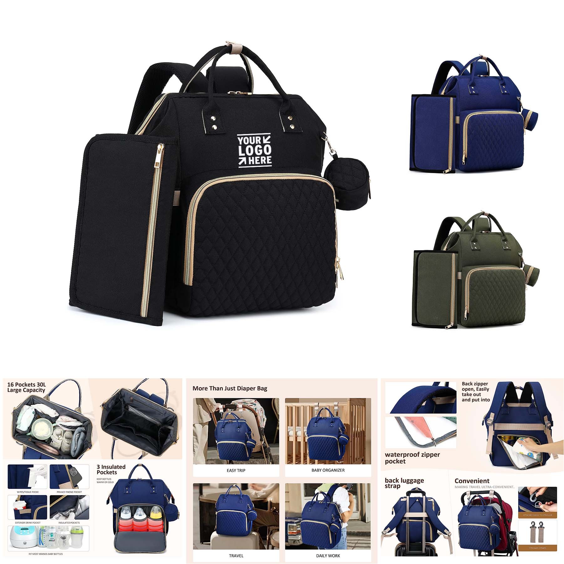 Baby Diaper Bag Backpack with Changing Pad 2