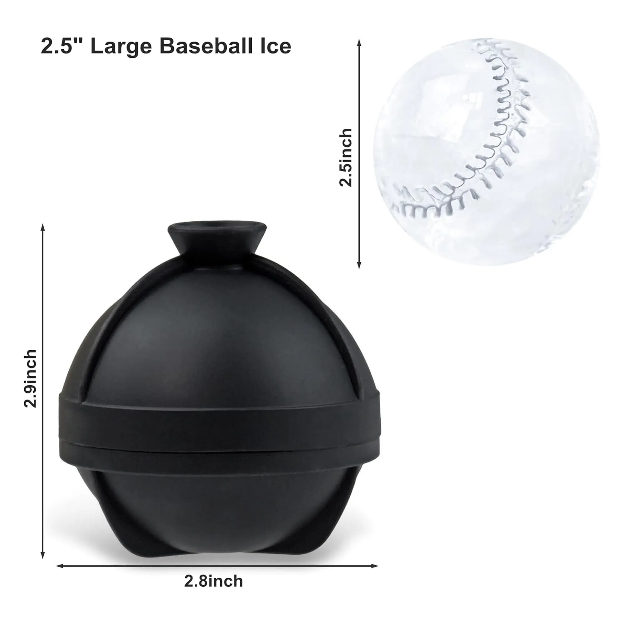2.5" Baseball Ice Ball Cube Mold 3