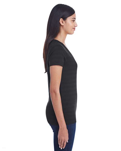 Women's Invisible Stripe V-Neck T-Shirt - 252RV 7