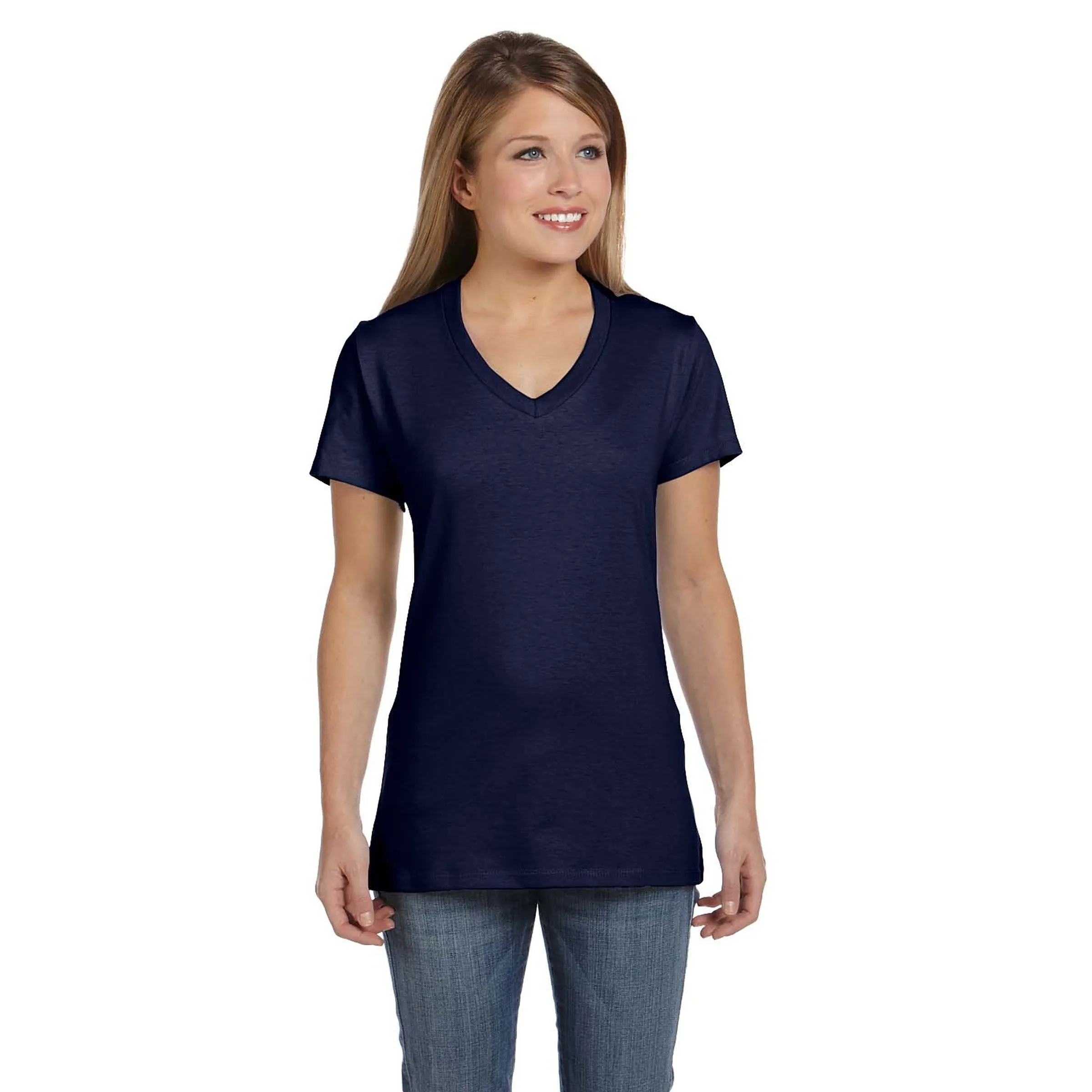 Hanes Ladies 4.5 oz.. 100% Ringspun Cotton V-Neck T-Shirt 11