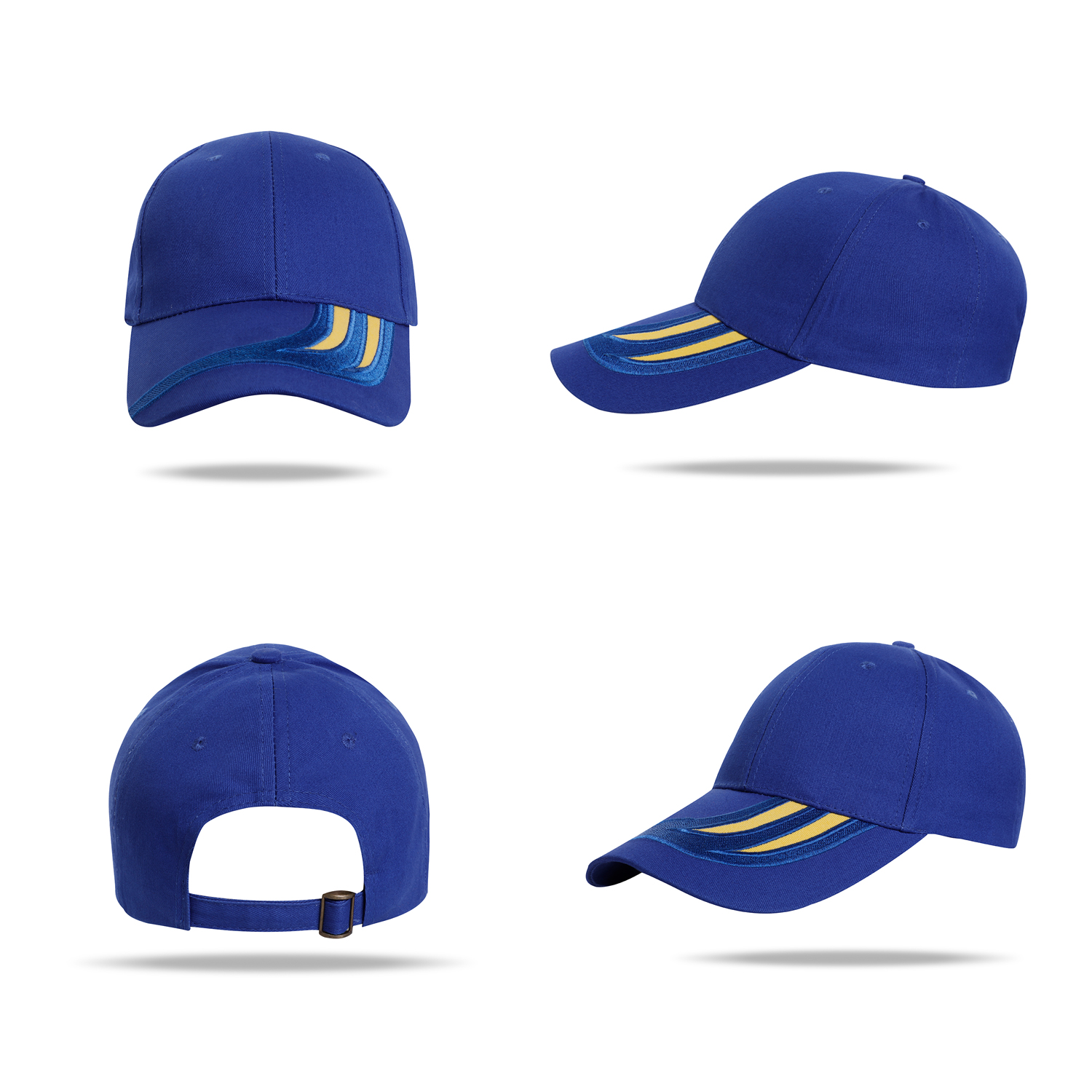 Stock 2-Tone Designed Cotton 6 Panel Cap w/Single Buckle Back Fastener 5