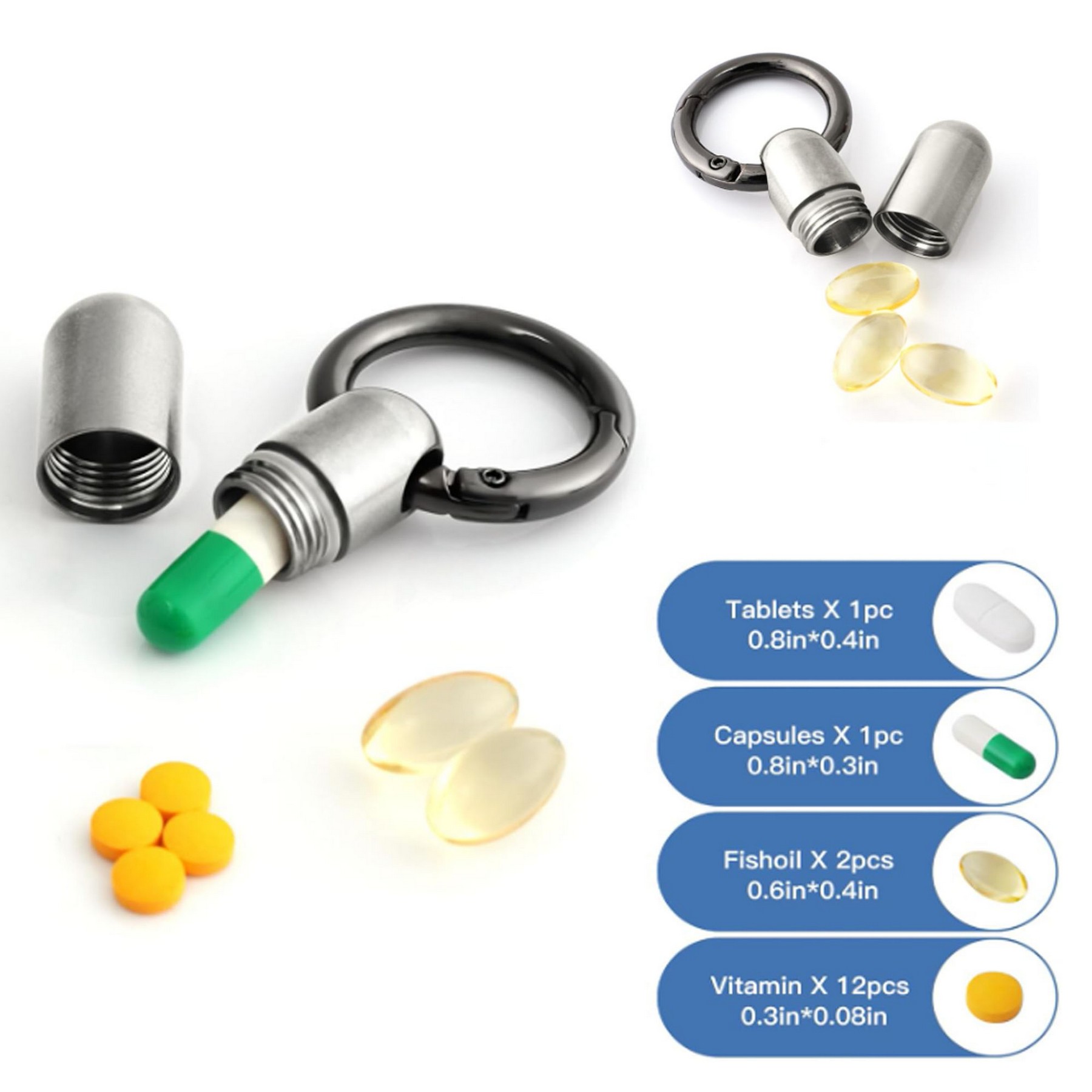 Titanium Keychain Small Waterproof Pill Box Container 3